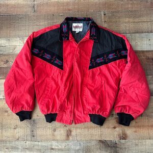Saddlebrook Western Wear Vintage Southwestern Jacket Red Black Geometric Men’s L